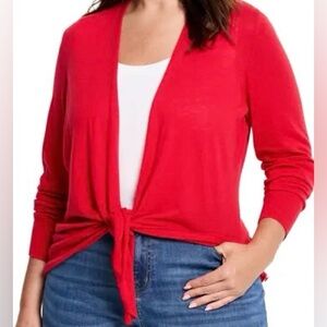 NIC+ZOE Sweater Apricot Coral Tie Front Linen Cardigan Size Small